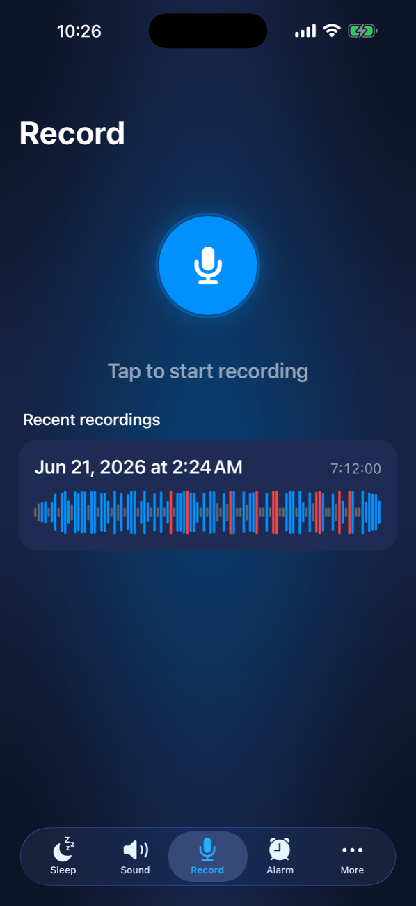 One tap to start recording